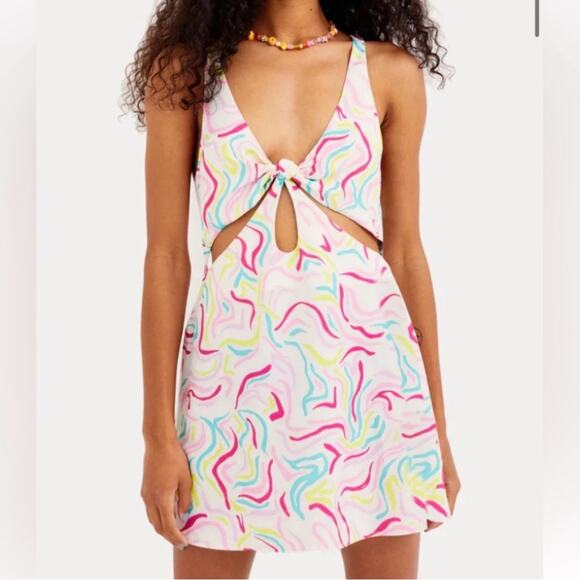 For Love & Lemons FL&L Women’s Palmer Retro Halter Cutout White Mini Dress Small - Picture 1 of 13